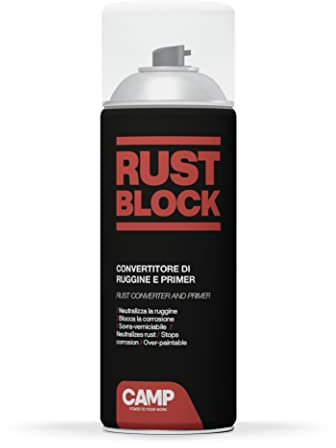 CAMP Rust Block Convertiruggine e Primer - Convertitore Ruggine Spray Pronto all'Uso, Antiruggine Impermeabile Ideale per Ripristinare Superfici in Ferro e Acciaio - Azione Rapida e Protettiva, 400 ml