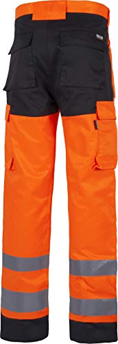 Work Team Pantalón Multibolsillos Alta Visibilidad. Cintas Reflectantes Diferentes tamaños. EN ISO 20471:2013 Hombre Naranja A.V.+ Negro 54