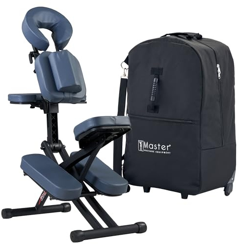 Master Massage Rio Fauteuil de Massage Portable – Bleu Roi, léger 11 kg, Cadre Pliable en Aluminium, entièrement réglable