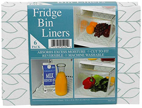 Envision Home Refrigerator Liners, Shelf Liner, Absorbent Fridge Liners, 12 Inch x 24 Inch, Slate Leaf Print, 6 Pack