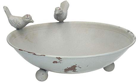 AmaCasa Vogeltränke Vogelbad Vogelbecken Wassertränke Tränke Wasserschale Metall (Grau)