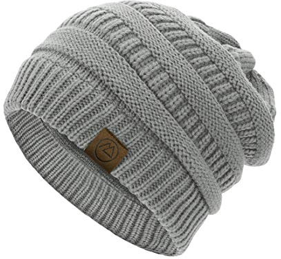 Durio Strickmütze Damen Mütze für Frauen Wintermütze Beanie Mütze Grobstrick Mütze Weich Hellgrau