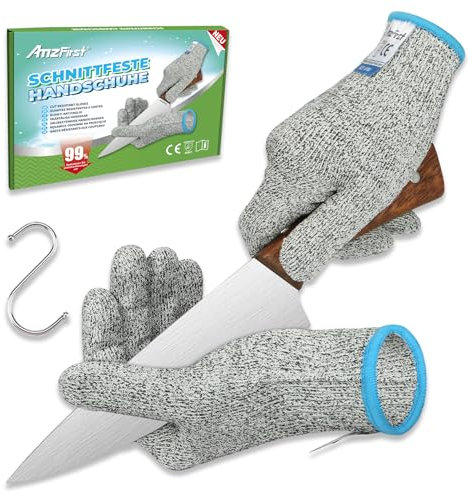 AmzFirst 2 Paar Schnittsichere Handschuhe,Küchen Handschuhe Lebensmittelkontaktqualität,Level 5 Schnittschutz,Arbeitshandschuhe,Gartenhandschuhe,Schnitzhandschuh für Holzschnitzen,Größe : 8/M