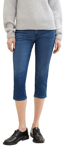 TOM TAILOR Damen Kate Slim Fit Capri Jeans, mid stone wash denim, 28