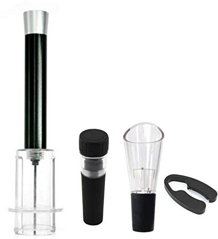 WolFum 4 st/set vinflasköppnare kostym folieskärare vakuumpropp vin hällare aluminium lufttryckspumpöppnare kit bar vargar (färg: D)