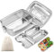 WuGU 2000ml Boîte à Bento en Acier Inoxydable, Lunch Box Inox avec Compartiment et Sac, Anti Fuite, Passe au Lave-vaisselle, pour Pique Nique, Travail, Ecole