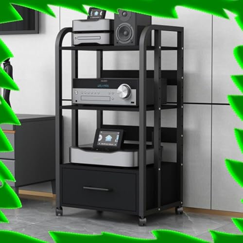 ZIUSFAC Armoire AV 2/3/4 Couches Audio/Vidéo De Centre De Divertissement Etagère Support AV Media Mobile Meuble Multimédia Meuble Chaine HiFi Media Stand pour Salon/Bureau(Round,3 Tier-50x40x100cm)
