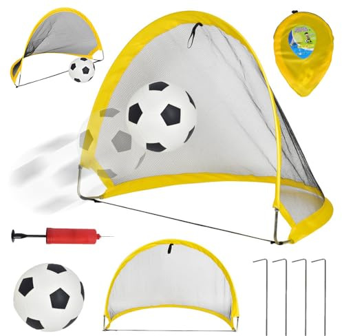 Kids Football Goal,Foldable Pop Up Soccer Goal with Ball, Pump,Portable Football Net Post or Garden Football Training for Shooting Practice,Outdoor Garden Toy,Kids Gift