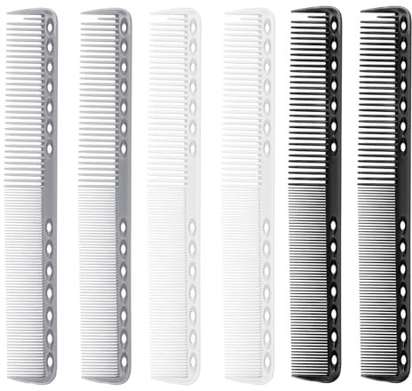 Qianyu 6 Stück Haarkamm Carbon Kamm Professionell Feiner Zahnkamm Kohlefaser Stylingkamm Frisierkamm Haarkamm für Frauen und Männer, Antistatisch, Hitzebeständig