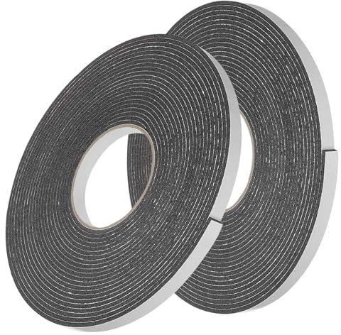 sourcing map 2 rollos de cinta de espuma de doble cara extraíble de esponja de espuma, tiras adhesivas fuertes (negro, 32 pies x 1/2 pulgadas x 1/8 pulgadas) para decoración de póster para colgar en