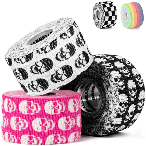 Barbell UP Professional Weight Lifting Thumb Tape - Protects Finger Tape, Cross Training, Powerlifting, Yoga & Gym, Hand Grip Support for Weightlifting, Deadlift, Barbell Hook Grip (Mix Skulls)