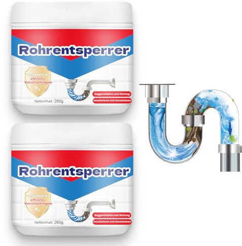 Abflussreiniger Toilette, Rohrreiniger Extrem Stark 260g Abfluss Clog Entferner, Leistungsstarkes Aufkünftepulver Für Rohrabfluss Heimküchenmaterial Für Küche, Bad, Badewannen (2PC, gramm, 260)