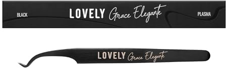 LOVELY Grace Elegant ögonfranspincett för ögonfransförlust 45° 5 mm med band – volympincett av rostfritt stål för 1D-10D ögonfransfack – ergonomisk form för arbete vid inre ögonhörn