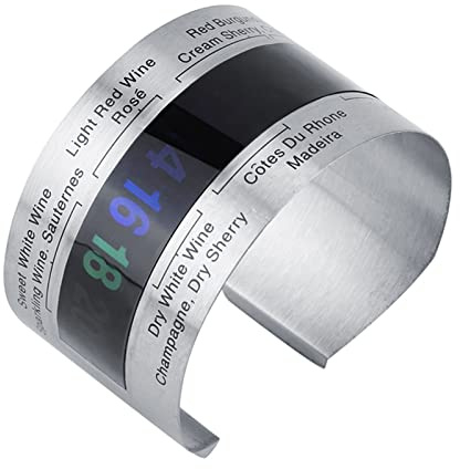 Bonbela Pulsera de Temperatura del Vino Vino de Acero Inoxidable Termómetro LCD Botella Cerveza Rosta Sensor de Temperatura del Brazalete