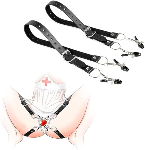 Nipple Clamps Labia Clit Clamps Breast Clip Stimulators Leather Restraints Sex Toy SM Bondage Set Restraints Kit for Beginners Couples Adults