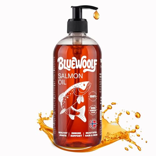 Huile de saumon pour chiens et chats 500 ml avec oméga 3 pour améliorer la peau, les poils, les articulations et le système immunitaire Saumon pour nourriture, barf et nourriture humide Oil for Dogs