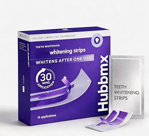 Strisce sbiancanti viola Teeth, strisce per sbiancamento dei denti, colore viola, confezione da 28 strisce