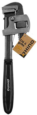 RHINO - Clés Serre-Tubes, Clé à Griffe - Longueur 350 mm - Haute qualité - Fabriqué en Acier - Manche avec poignée Ergonomique - Plusieurs Tailles Disponibles