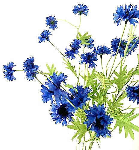 Neofleur 80cm Wild Blue Cornflower Flower Stem with 9 Heads. (1)