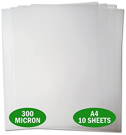 Essential Arts Lot de 10 feuilles A4 acétate givré 300 microns Couverture de reliure en polypropylène recyclable extra épaisse pour travaux manuels, pochoirs et cadeaux 210 x 297 mm