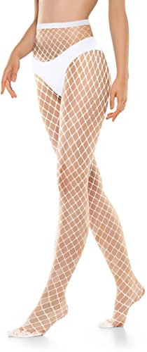 Damen Weiße Netzstrumpfhose,Fishnet Stockings Schenkelhohe Strümpfe Strumpfhosen Frauen Fischnetz Kreuz Mesh Strümpfe ​Netzstrumpfhose Netzstrümpfe Sexy Elastisch Hohe Taille Strumpfhosen Halloween