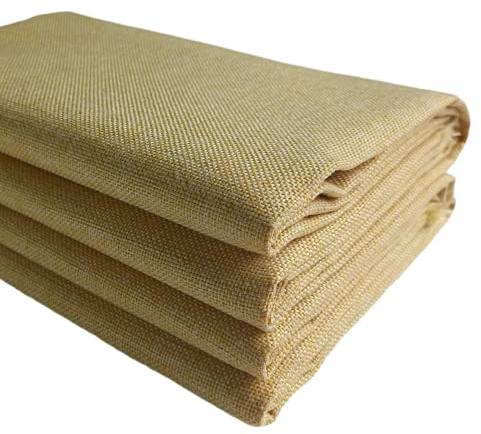 TinaKim TThick Canvas Upholstery Fabric, Slub Faux Linen Material, for Couch Chair Car Seat Cover Repair (Yellow 20, 3 Yard (57x 108 inch))