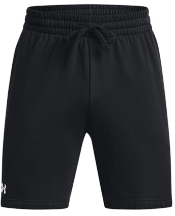 Under Armour Rival Fleece Shorts deportivos para correr, cómodos pantalones cortos deportivos con bolsillos, color negro/blanco
