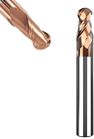 ASNOMY 1Pc fraises à bout sphérique en carbure - 2 dents - Revêtement AlTiN HRC 55 - Fraise à tête sphérique en métal dur - Fraise à graver CNC pour métal - tailles de rayon de 5 mm
