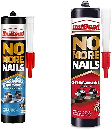 Unibond No More Nails Waterproof, Heavy-Duty Mounting Adhesive, Strong Glue for Wood, Ceramic, Metal etc., Instant Grab Adhesive Indoor & Outdoor, 1 x 450g, UniBond No More Nails Original