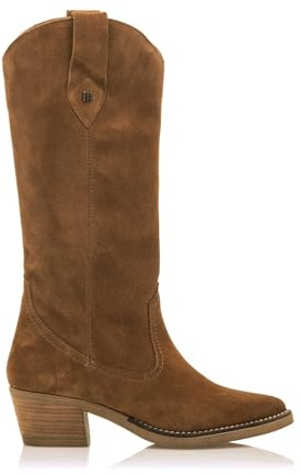 MTNG Botas de tacón Mujer Botas de tacón TEO 59716 Mujer | De Piel, con Interior Piel y Punta Afilada | Botas de tacón Casual | Cierre con Cremallera | 57421 | Avellana