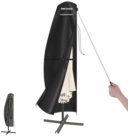 SIMPHAUS Copertura impermeabile per ombrellone da giardino da 3 m, con cerniera e antivento, in tessuto Oxford 420D