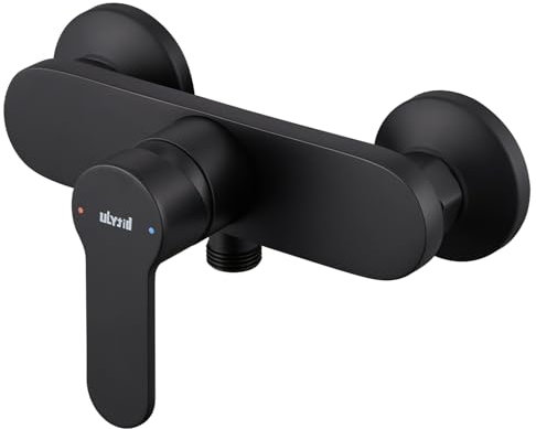 Ulytid Mitigeur Douche Noir, Robinet Douche Mural pour Salle de Bain, Mitigeur Monocommande Douche en Laiton, accord Fileté 1/2, Installation Facile, Finition Noir Mat