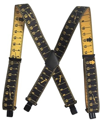 BaronHong Bretelle da uomo larghe 5,1 cm regolabili, bretelle elastiche a forma di X, clip forti – robusto metro a nastro, Nero , M