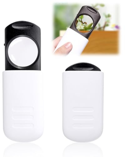Microscopio de bolsillo 8X - Lupa de bolsillo para observar hongos nocivos o pequeñas plagas en plantas en macetas o leer libros, lupa con luz LED, con 3 pilas LR44