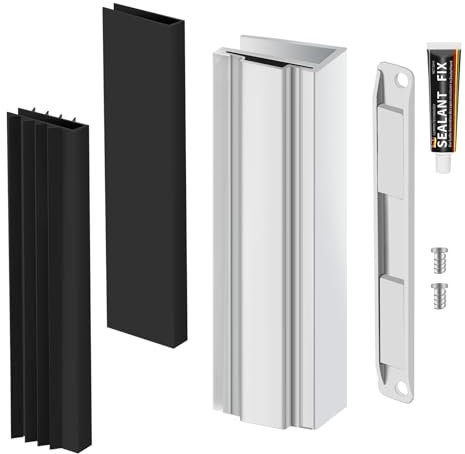 dakewang 3 Shower Door Magnet U-Channel Door Frame with Metal Strike and Magnet fits 1/8, 5/32, 3/16 and 1/4 Thick Swing Glass Shower Doors, Shower Door Handles Replacement.