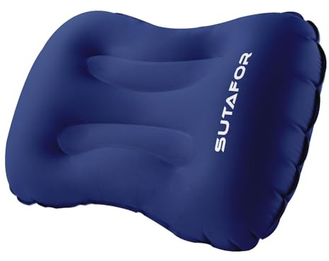 SUTAFOR Cuscino da Campeggio Pieghevole e Portatile Cuscino Gonfiabile da Spiaggia Ultraleggero 73g Cuscino per Viaggio, Attività all'Aperto, Blu
