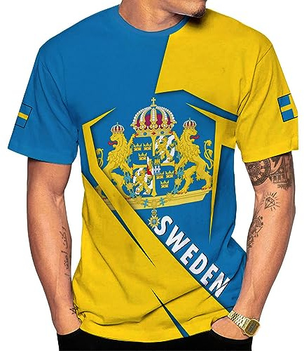 Sverige flagga vintage sport toppar löpartröja snabbtorkande träningströja casual sportskjorta för fitness sport yoga