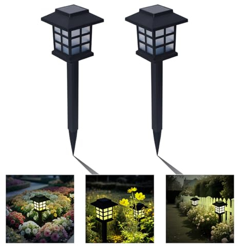 Anern LED Lámpara Solar Jardín 2pcs Luz Solar En El Suelo, Luz CáLida, AutomáTica Recargable, Ip65, DecoracióN De IluminacióN Solar Al Aire Libre, Para Camino, Parterre, Patio,BalcóN
