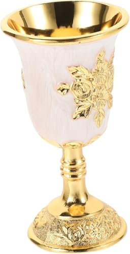 OUUOYSD Copa de latón, cáliz, Copa de Vino Tinto, cáliz, Copa, Recipiente for Vino, Copa en Relieve, multifunción(White)