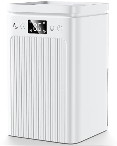 Luftentfeuchter 2200ML,Raumentfeuchter Elektrisch Tragbar Ultra Leise,Entfeuchter mit LED Display,2-12H Timer &7-Farben LED Licht,Automatischer Abschaltung, Dehumidifier for Home（weiß）