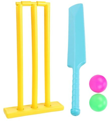 Xoeryoy Set da Cricket per Bambini, Kit da Cricket con Mazza in ABS, ceppi, 2 Palline Gioco di interazione Genitore-Figlio per Attrezzature da Giardino, Spiaggia, casa, per Bambini dai 3 Anni in su