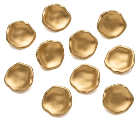 Merzio 10 PCS 27mm Metal Round Buttons Set, Irregular Alloy Flat Shank Sewing Buttons for Shirts, Suits Trousers Jackets & DIY Crafts Replacement Accessories, Gold
