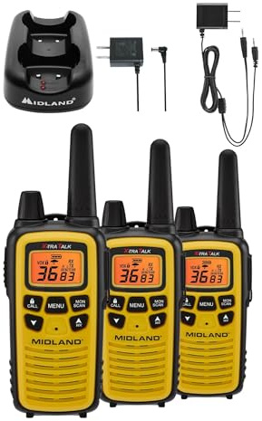 Midland LXT630X3VP3 FRS Walkie Talkies - Long Range 36-Channel Two-Way Radios, NOAA Weather Alerts (3-Pack, Yellow - Black)