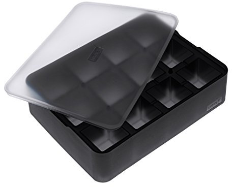Lurch ICE FORMER Premium Eisbereiter aus Silikon mit Deckel für 12 Eiswürfel in der Größe 4cm, Schwarz, Würfel