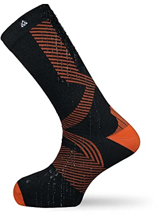 VERJARI® Calcetines funcionales impermeables y transpirables para hombres y mujeres | Para el ciclismo, el senderismo, la carrera, el golf | Lana merino extrafina | Longitud media | Naranja