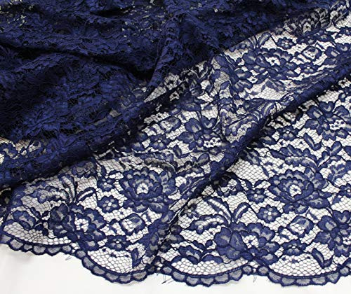 Russo Tessuti Tessuto Abbigliamento Vestiti Donna Merletto Macrame' Pizzo Balzato a Metraggio-114. Blu Tampone