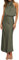 Odizli Robe de soirée longue élégante sans manches en satin pour femme - Pour l'été et le mariage, vert olive, S