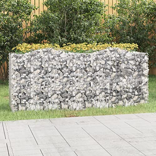 ZEYUAN Arriate de gaviones, Macetero Exterior, Macetas para Flores Y Plantas, Jardineria, Huerto Urbano Terraza, Mesa De Cultivo, Huerto En Casa, Forma Arco Hierro galvanizado 200x50x100cm