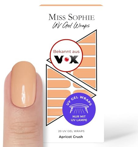 Original Miss Sophie UV Gel Nagelfolien Soft Touch I 20 Gel Nagellack-Streifen Einfarbig Apricot Crush I Für Finger- & Fußnägel