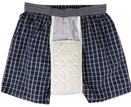 CSGTUO Calzoncillo para La Incontinencia Urinaria para Hombre de Algodón Calzoncillos Boxer de Incontinencia Lavable Reutilizable Calzoncillos de Protección de Prueba de Fugas Incontinencia,L,Blue